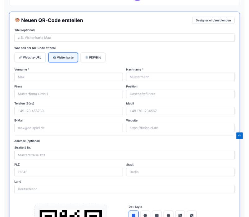 Visitenkarten-Editor